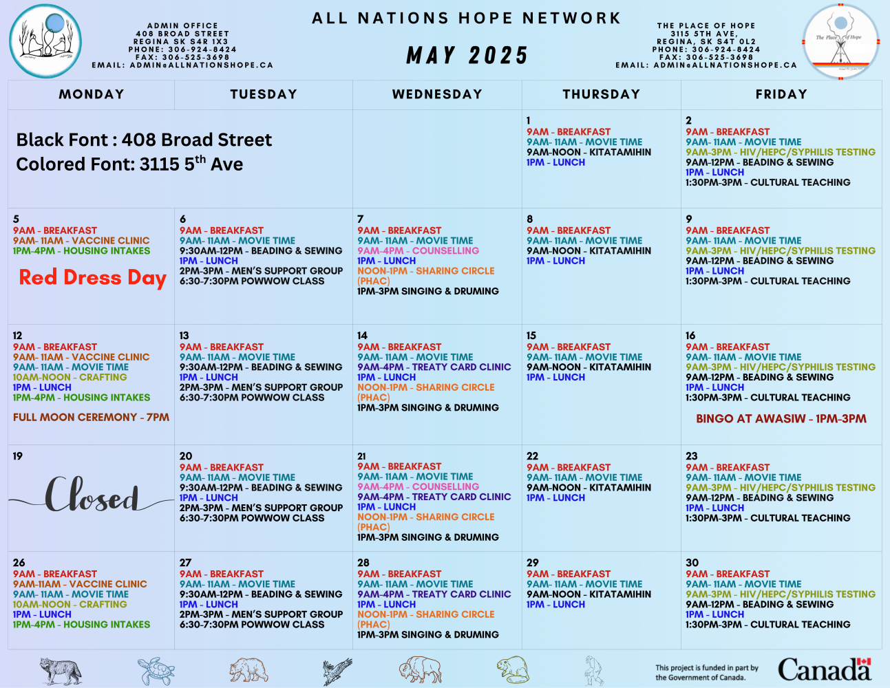 ANHN Calendar for May 2025